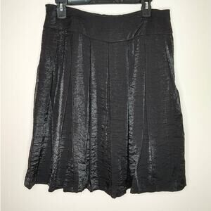 Nicole Miller Black Metallic Skirt Size 8 Crinkle Fabric Pleated